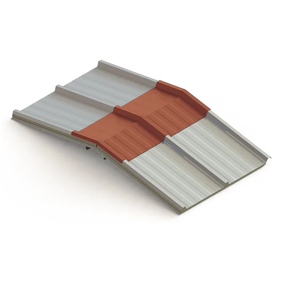 Cumeeira Trapezoidal 3 Trapézios para Isotelha — Terracota, Peça de 1 m