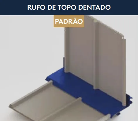 Rufo de Topo Dentado para Isotelha Trapezoidal — Branco Neve, Peça de 1 m