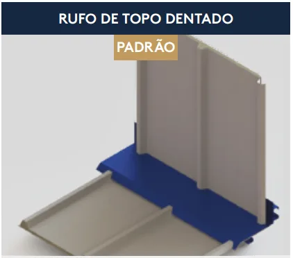 Rufo de Topo Dentado para Isotelha Trapezoidal — Galvalume, Peça de 1 m