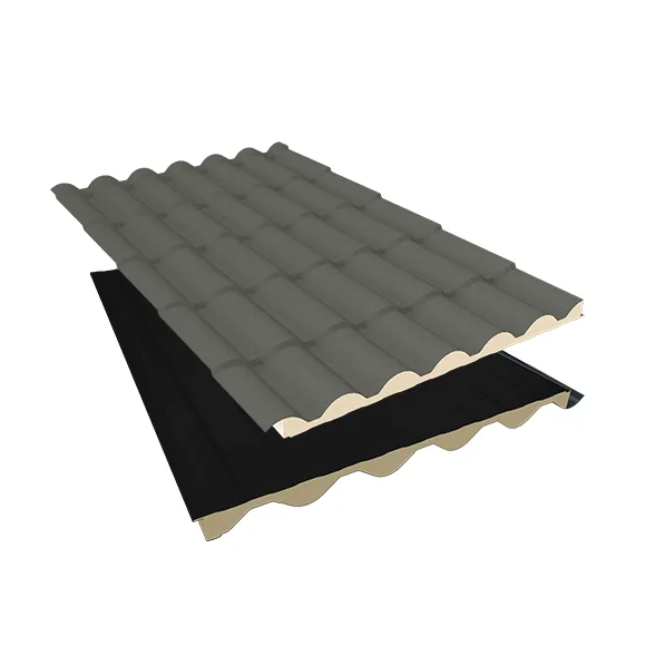Isotelha Colonial Térmica Sanduíche Cinza Ardósia com Forro Preto  - núcleo em PIR 40mm