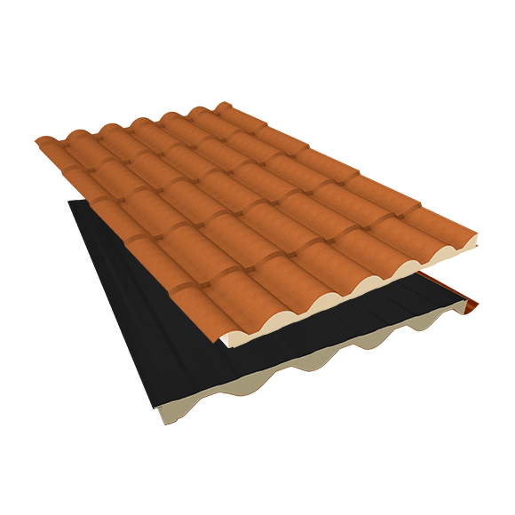 Isotelha Colonial Térmica Sanduíche Terracota Com Forro Preto - Núcleo em PIR 40 mm