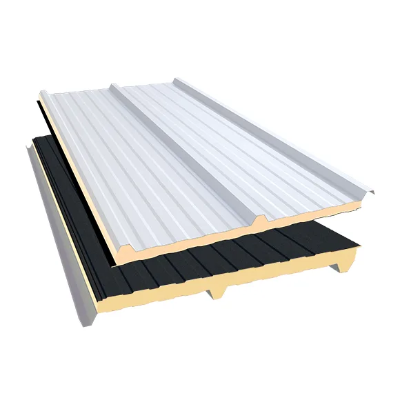 Isotelha Trapezoidal Térmica Sanduíche Branco Neve com Forro Preto– núcleo em PIR 50 mm