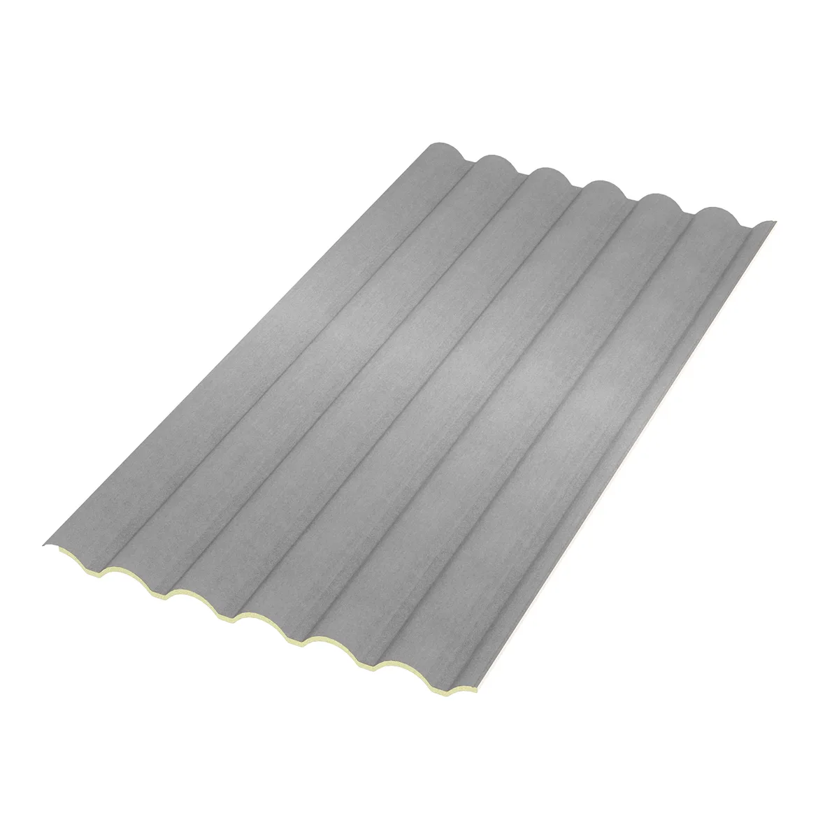 Telha Ondulada Térmica Sanduíche Sem Forro GALVALUME, SEM PINTURA – núcleo em PIR 15 mm