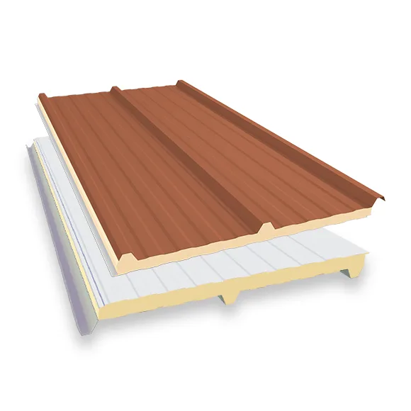Isotelha Trapezoidal Térmica Sanduíche Terracota com Forro Branco – núcleo em PIR 50 mm