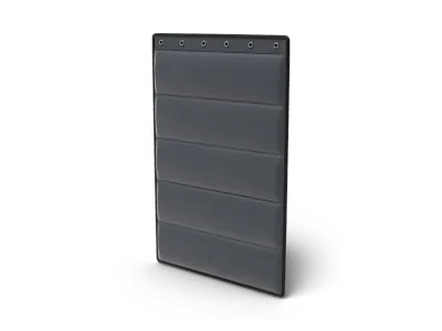 Cortina Acústica IsolaMax — Nylon 600 e lã de rocha, sob medida — render 3d