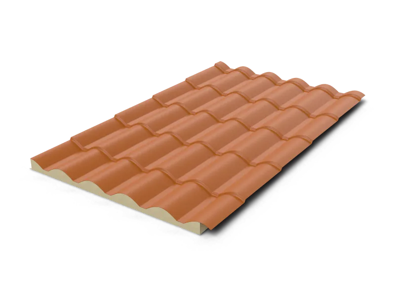 Isotelha Colonial Térmica Sanduíche Terracota com Forro Branco - Núcleo em PIR 40 mm