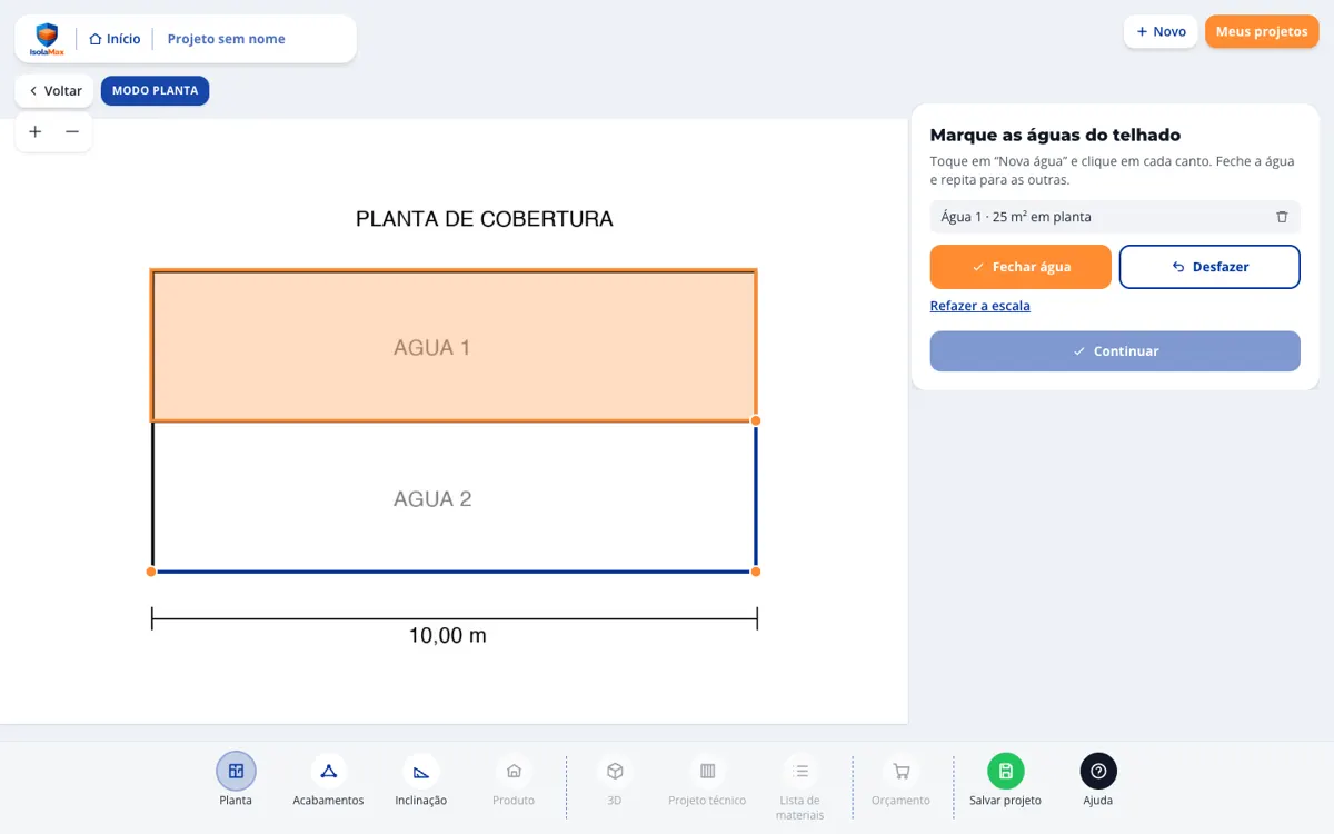 Tela do modo planta do simulador